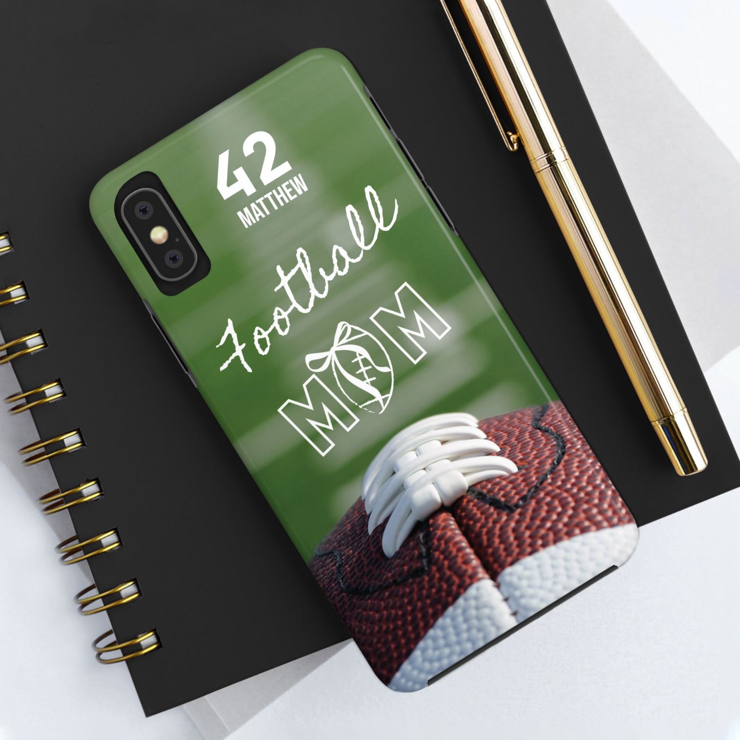 Custom Football Mom Phone Case, Personalized Sports Mom Gift with Player Name & Number, Compatible with Top Phone Models, Free Shipping π