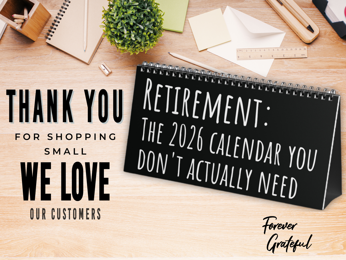 Funny 2026 Retirement Desk Calendar – Gag Gift for Men, Women & Coworkers