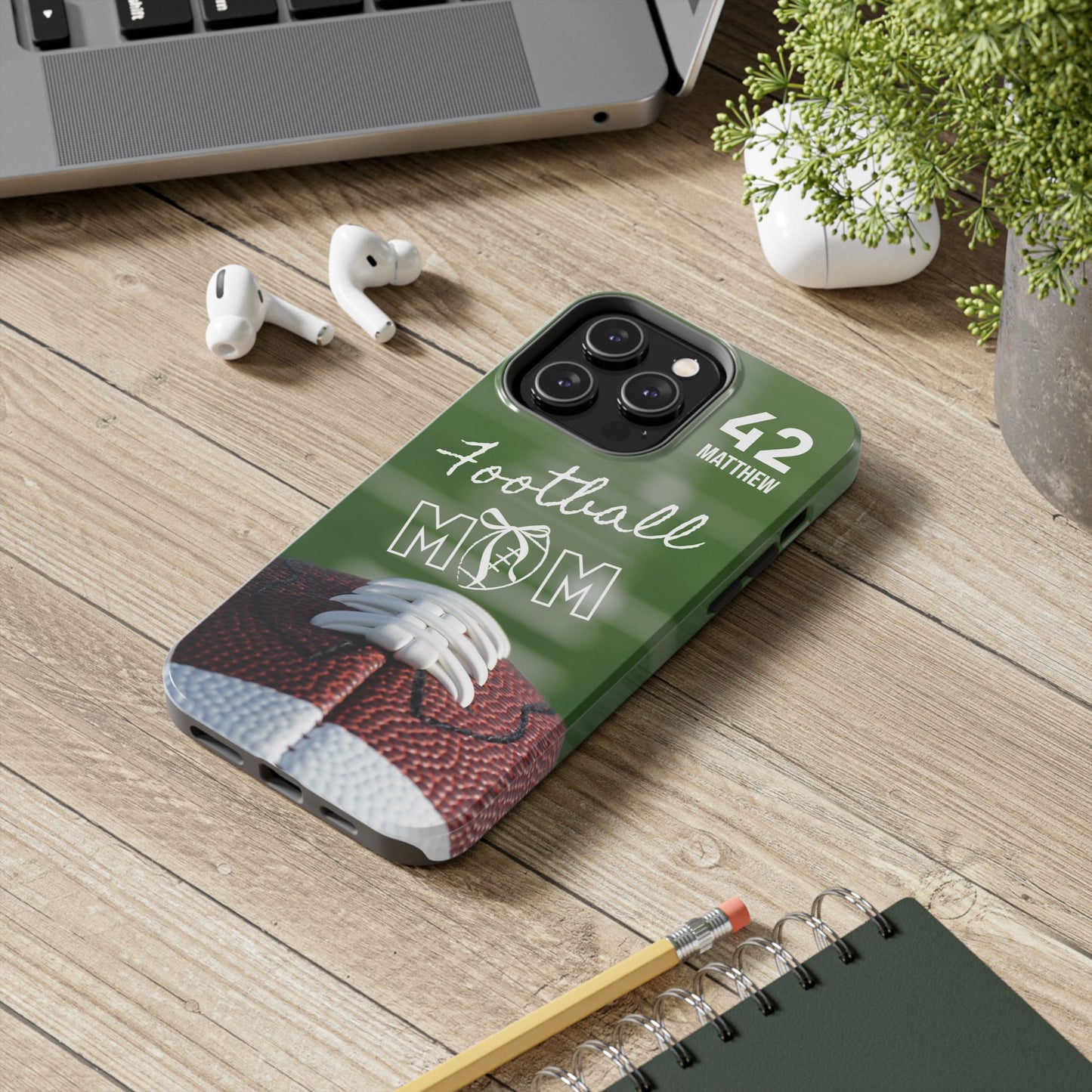 Custom Football Mom Phone Case, Personalized Sports Mom Gift with Player Name & Number, Compatible with Top Phone Models, Free Shipping π