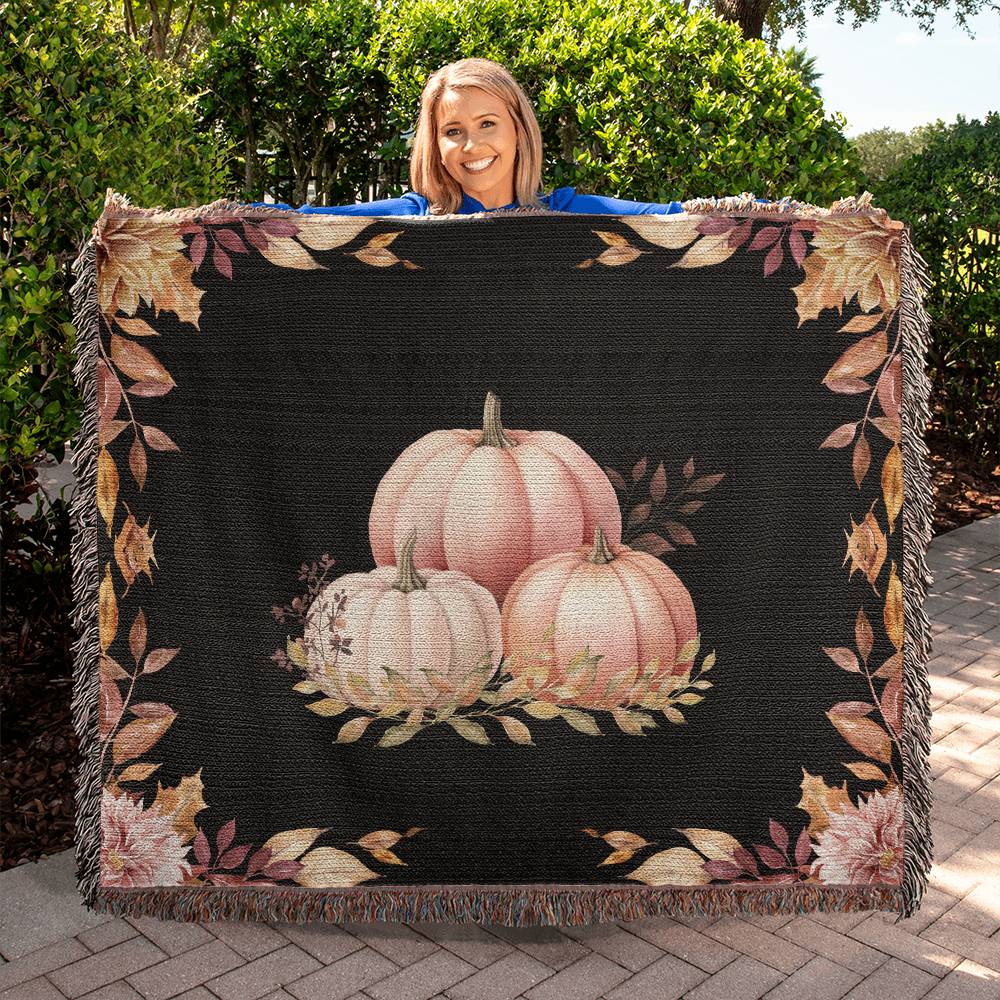Autumn Harvest Pumpkins Woven Blanket