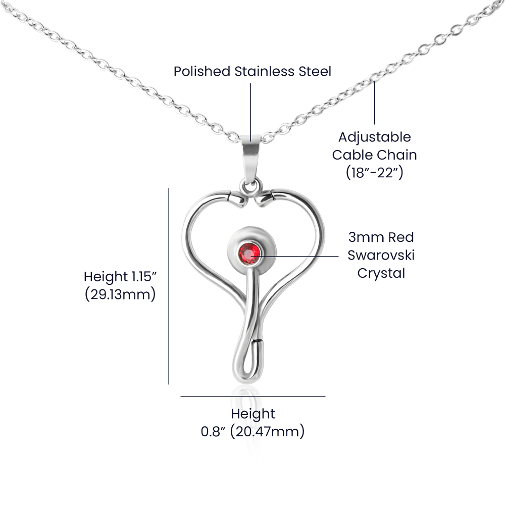 Nurse Graduation Necklace – 2025 Nursing School Gift – Heart Stethoscope Pendant for New Nurse