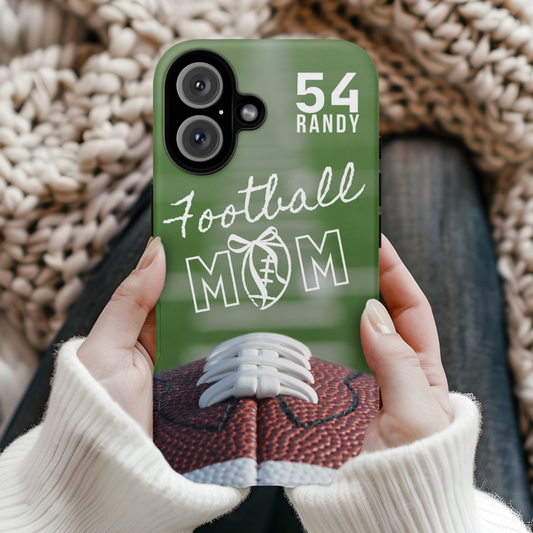 Custom Football Mom Phone Case, Personalized Sports Mom Gift with Player Name & Number, Compatible with Top Phone Models, Free Shipping 🎉