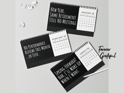 Funny 2026 Retirement Desk Calendar – Gag Gift for Men, Women & Coworkers