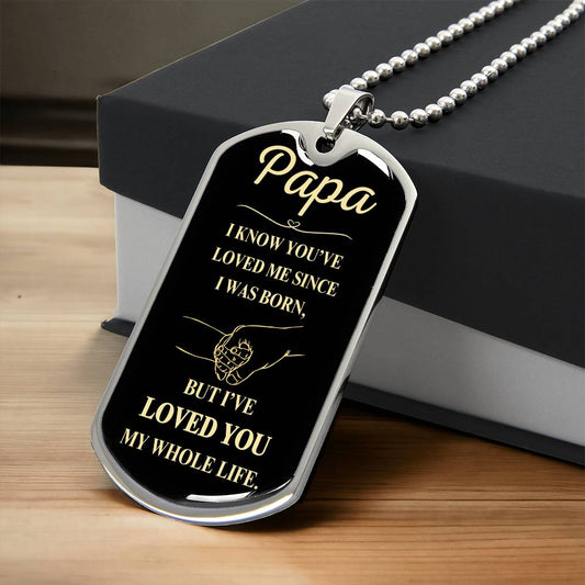 To My Dad | To My Papa Dog Tag | Gold Letters