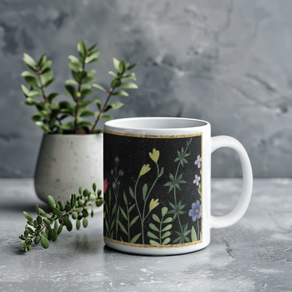 Floral Coffee Mug Retro Vintage Effect Flower Garden Art