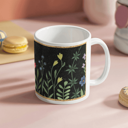 Floral Coffee Mug Retro Vintage Effect Flower Garden Art