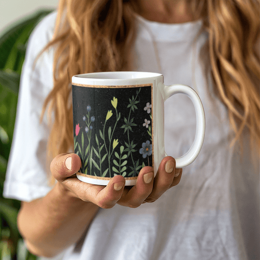 Floral Coffee Mug Retro Vintage Effect Flower Garden Art