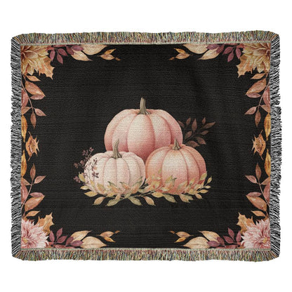 Autumn Harvest Pumpkins Woven Blanket