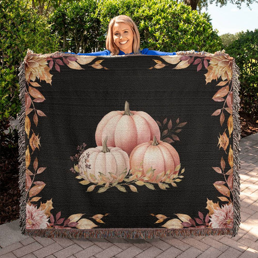 Autumn Harvest Pumpkins Woven Blanket