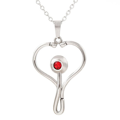 Nurse Graduation Necklace – 2025 Nursing School Gift – Heart Stethoscope Pendant for New Nurse