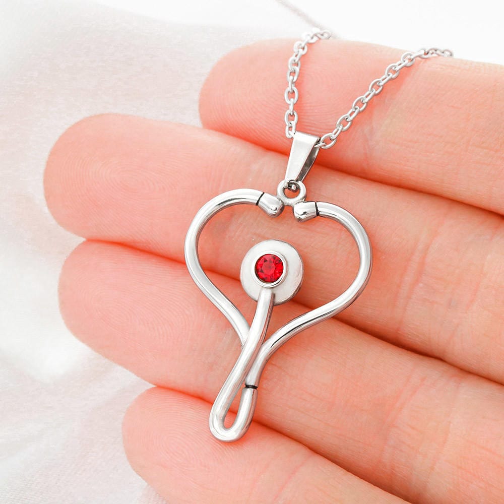 Nurse Graduation Necklace – 2025 Nursing School Gift – Heart Stethoscope Pendant for New Nurse